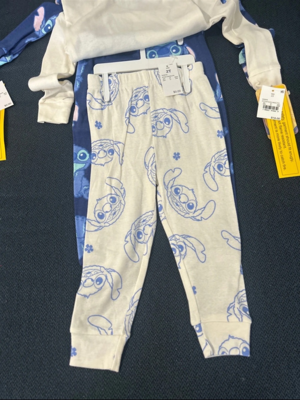 NWT Kids Stitch 'Aloha' Blue Cream Pajama Set - Picture 3 of 8